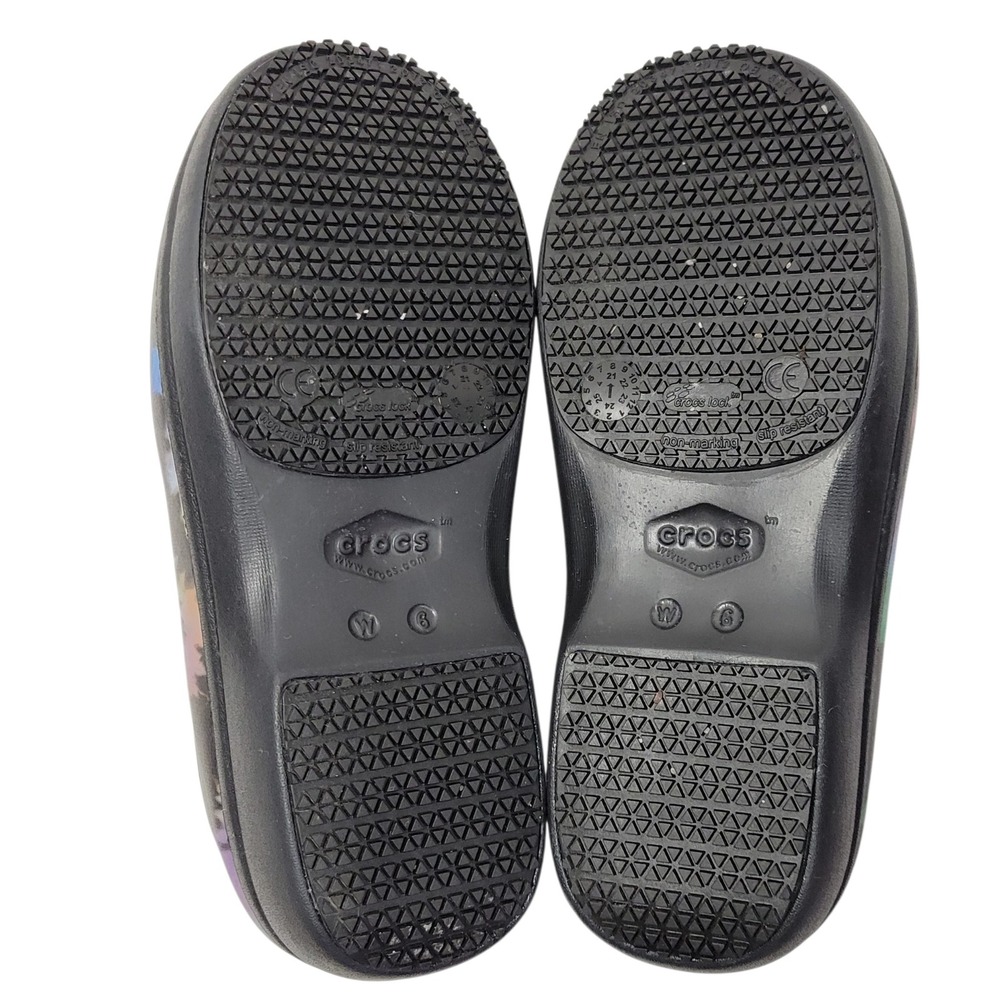 Crocs Neria Pro II‎ Work Clogs Womens Size 6 Black Tie Dye Slip Resistant 205385 - Picture 8 of 14